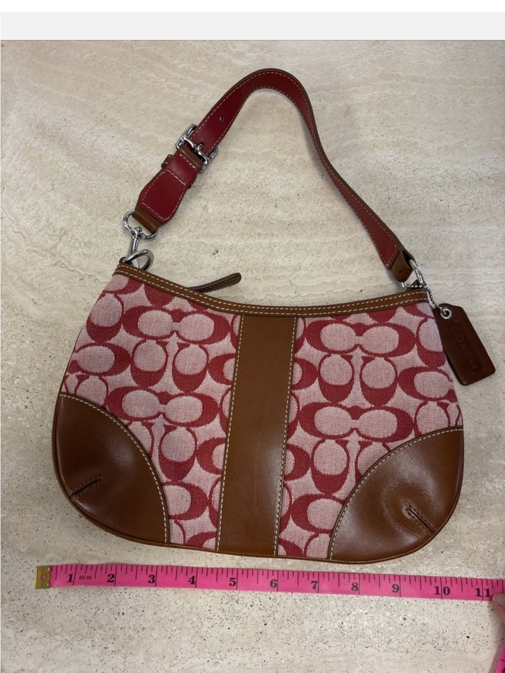 Coach Signature Stripe Demi Hobo blue/tan Shoulder Bag - Picture 7 of 9
